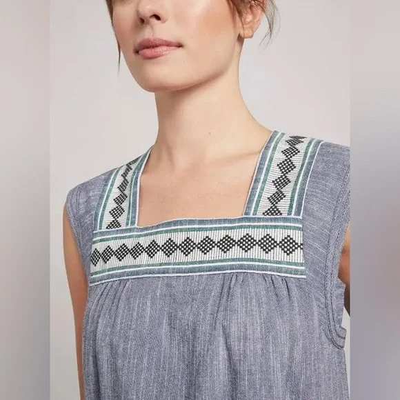 Faherty Hailee Dress Navy Jacquard Small - Picture 3 of 11